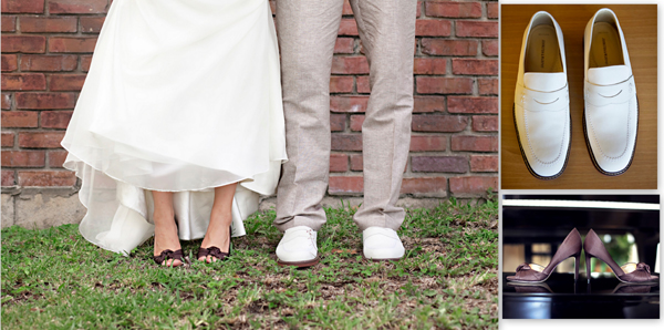Brown and white wedding shoes, TPC at Eagle Tree, Weston Florida, Ashley & Sam Brockinton photography, ME Productions Brit and Beau shoes