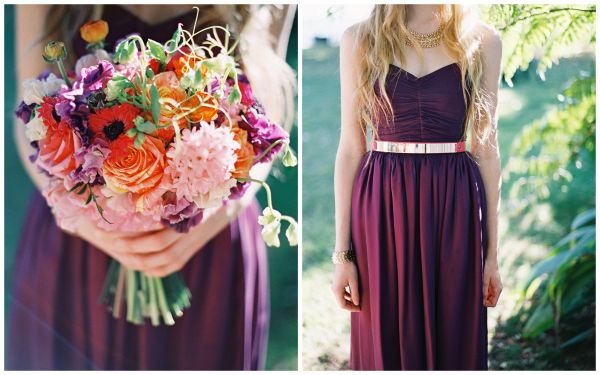 colorful wedding inspiration, purple bridesmaid dress, roses, anemones, sweet peas, wedding bouquet neoncolorfulweddinginspiration (20)