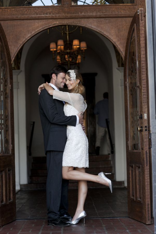metallic urban wedding inspiration, carondelet house, exposed brick, sheer sleeves, short beaded cocktail dress, hair accessory, silver glitter heels urbanmetallicwedding (14)