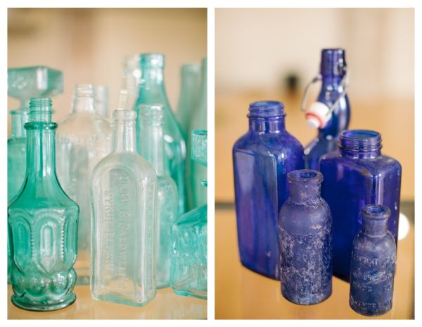 vintage colored glass bottles