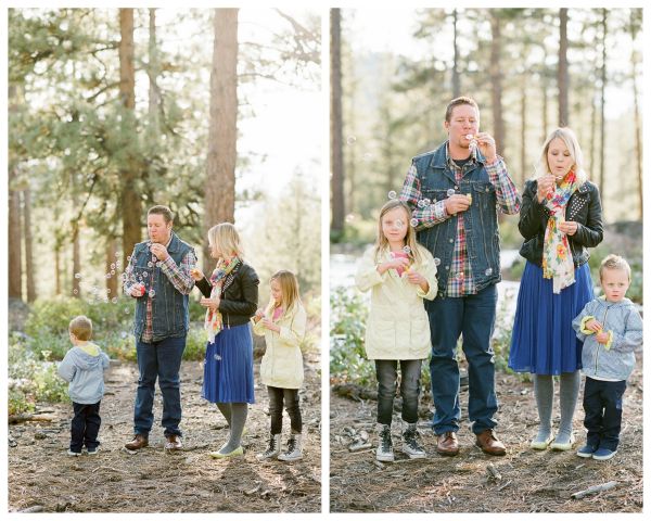 Bubbles + Neon Lake Tahoe Family Session