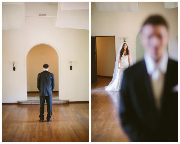 villa wedding first look