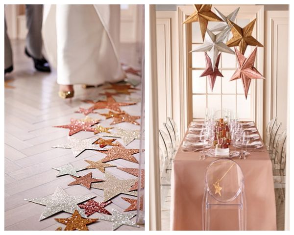 star aisle liner, hanging star table decor