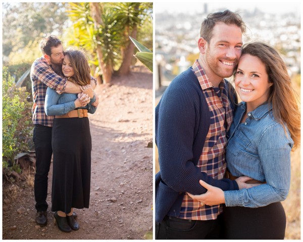 Downtown San Francisco Engagement, black maxi skirt, chambray shirt, plaid shirt