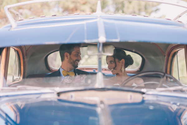 just married, getaway car, bride and groom, bowtie, old fashioned cars