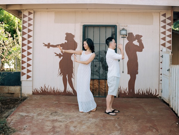 hawaiin engagement session, hawaii, couple, love, engaged, beach, ocean, surf, surf boards, kiss, couple