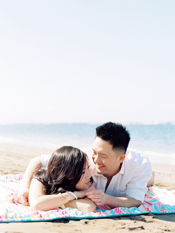 hawaiin engagement session, hawaii, couple, love, engaged, beach, ocean, surf, surf boards, kiss, couple