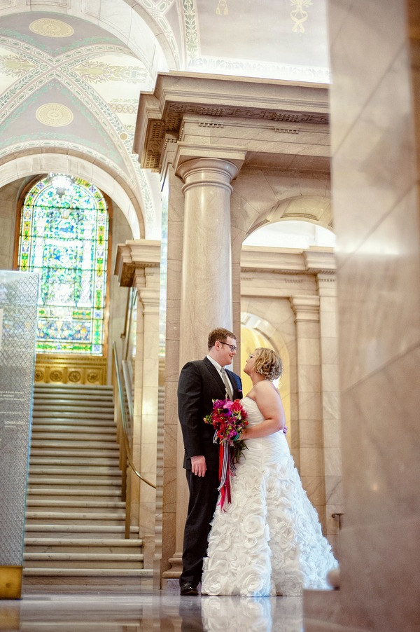 bride and groom, just married, church, newlyweds