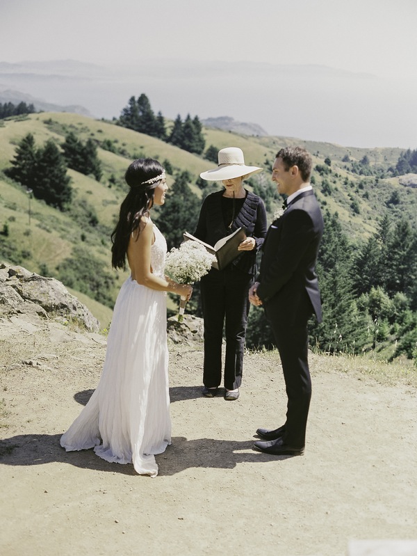 bride, baby breath bouquet, elopement, mountain, floral headband, bohemian, vows