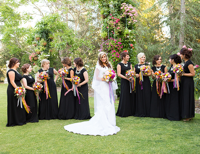 Black and White Backyard Wedding with Pops of Color