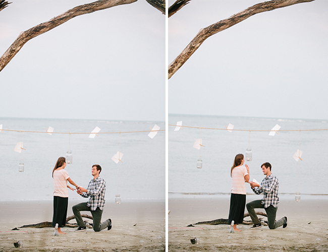 Mason Jar and Photograph Proposal on the Beach - Wedding Blog