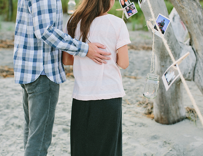 Mason Jar and Photograph Proposal on the Beach - Wedding Blog