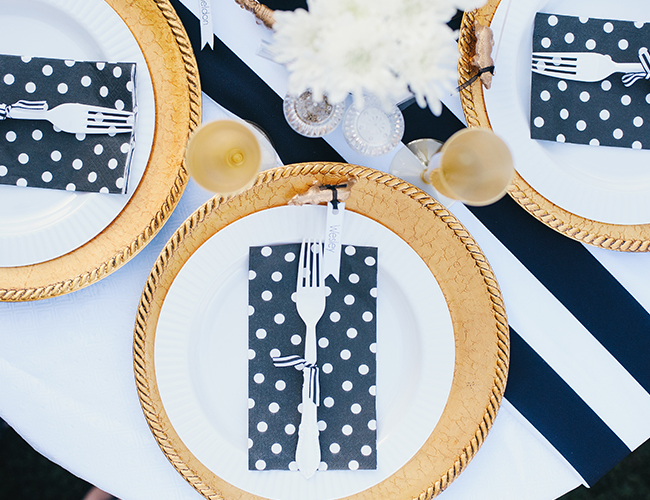 Navy and Gold Polka Dot Gender Reveal Party - Baby Blog