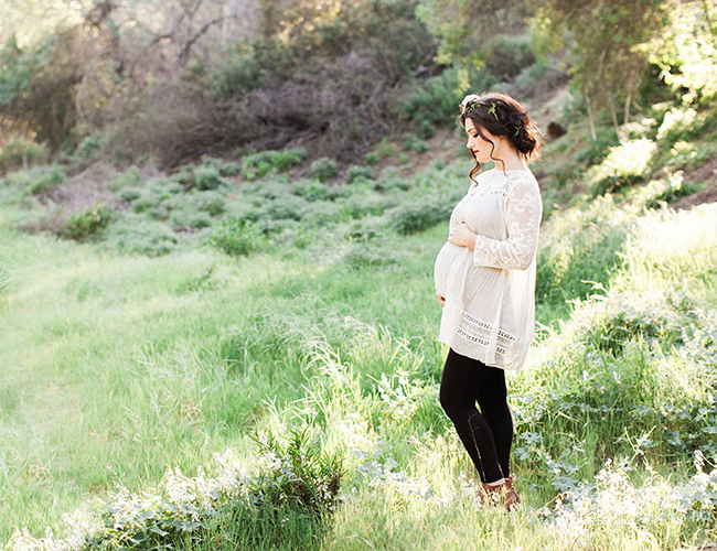 Burgundy Woodland Maternity Photos