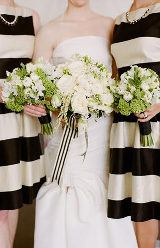 black and white wedding theme bridal party