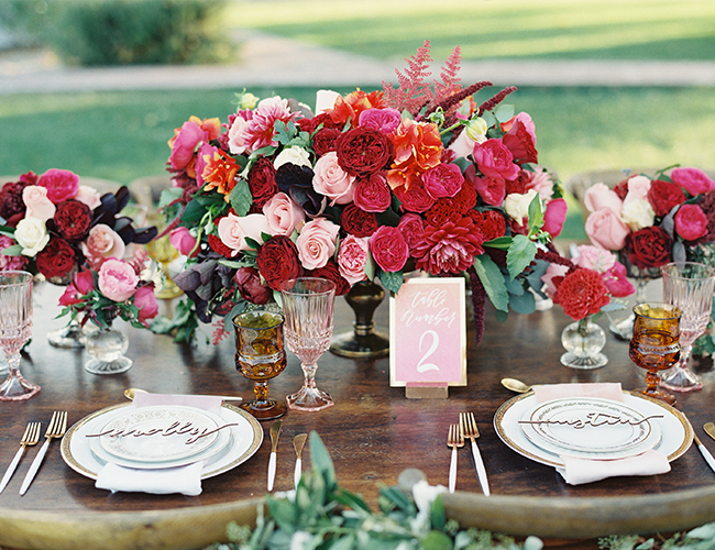 Red & Pink Golden Summer Wedding Inspiration - Inspired by This