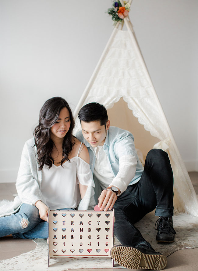 Cozy Glamping At Home Engagement Photos - Inspired by This