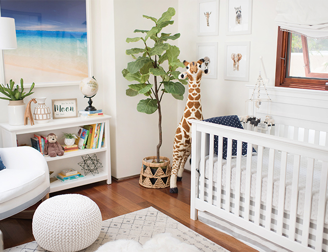 grey and blue baby room