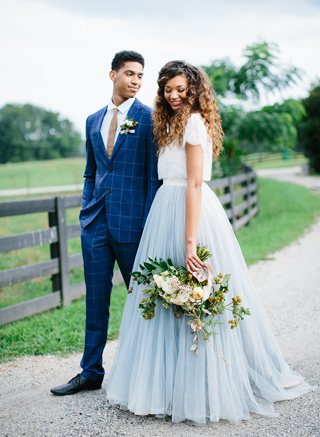 Beautiful Blue Peach Orchard Wedding Inspiration - Inspired by This