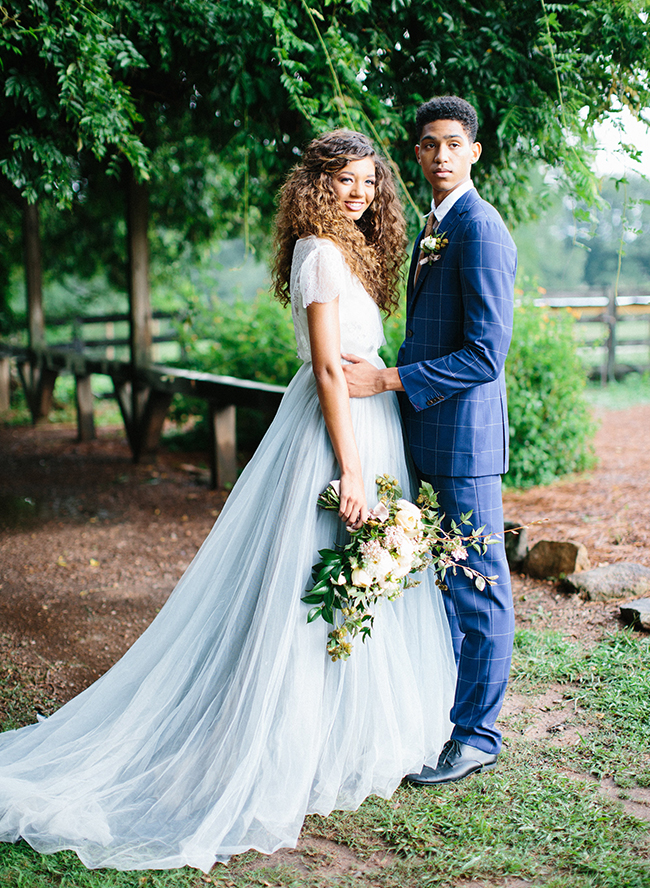 Beautiful Blue Peach Orchard Wedding Inspiration - Inspired by This