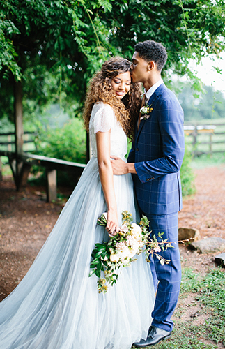 Beautiful Blue Peach Orchard Wedding Inspiration - Inspired by This