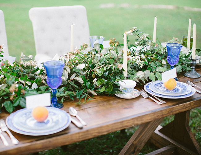 Beautiful Blue Peach Orchard Wedding Inspiration - Inspired by This