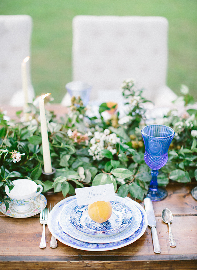 Beautiful Blue Peach Orchard Wedding Inspiration - Inspired by This