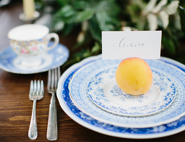 Beautiful Blue Peach Orchard Wedding Inspiration - Inspired by This