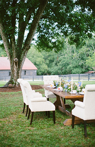 Beautiful Blue Peach Orchard Wedding Inspiration - Inspired by This