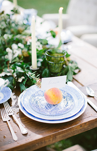 Beautiful Blue Peach Orchard Wedding Inspiration - Inspired by This