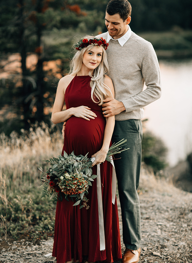 Romantic Red Maternity Photos in Portland - Inspired by This