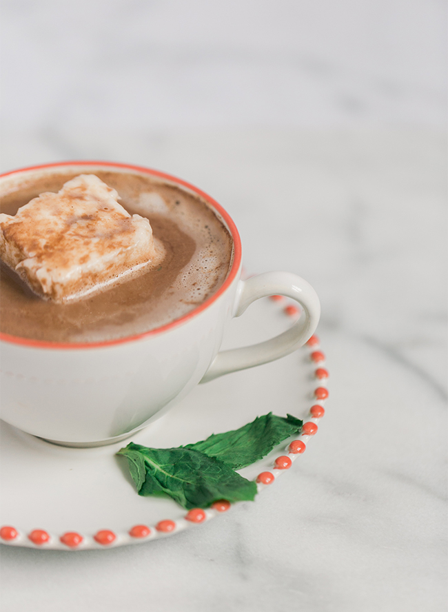 A Recipe for Peppermint Hot Cocoa with Mint Marshmallows - Inspired by This