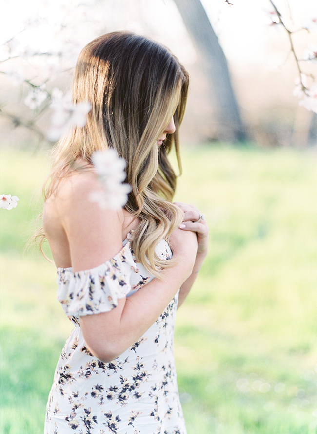 Springtime Engagement Photos in an Almond Orchard - Inspired By This