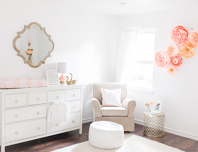 white and gold nursery