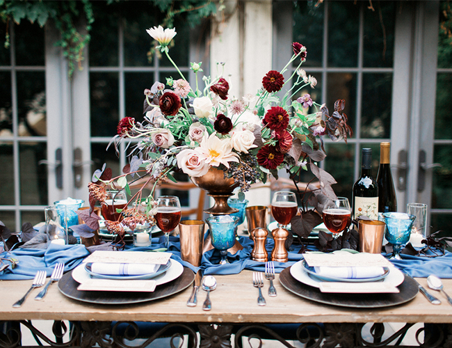 Burgundy and Blue wedding inspiration