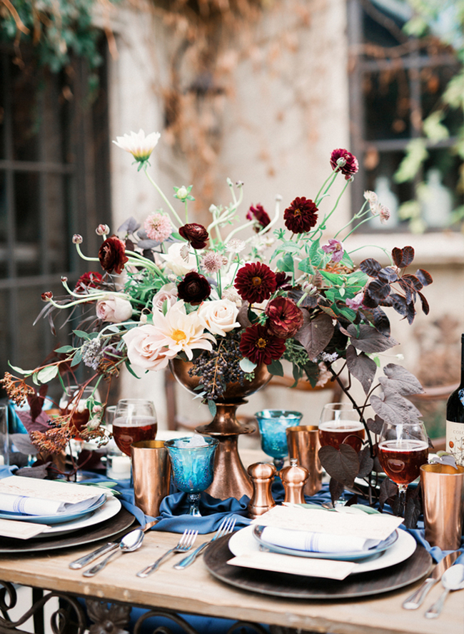 Burgundy and Blue wedding inspiration