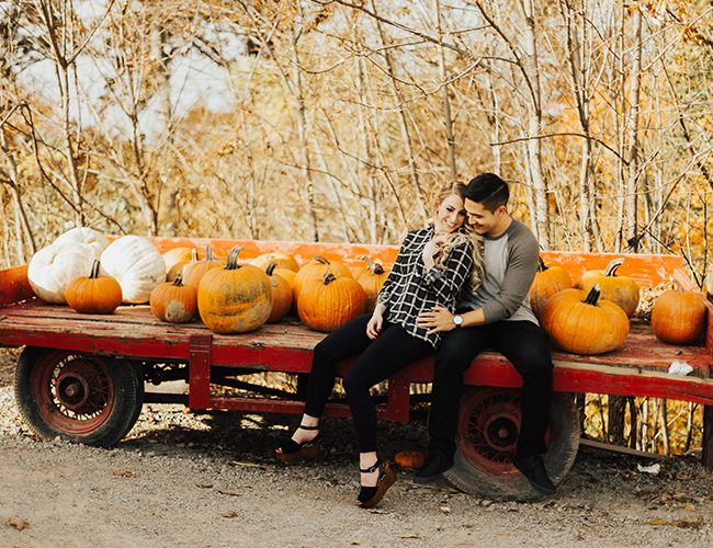 Pumpkin and Plaid Engagement Photos