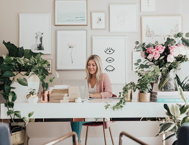 Neutral and Feminine Office Tour