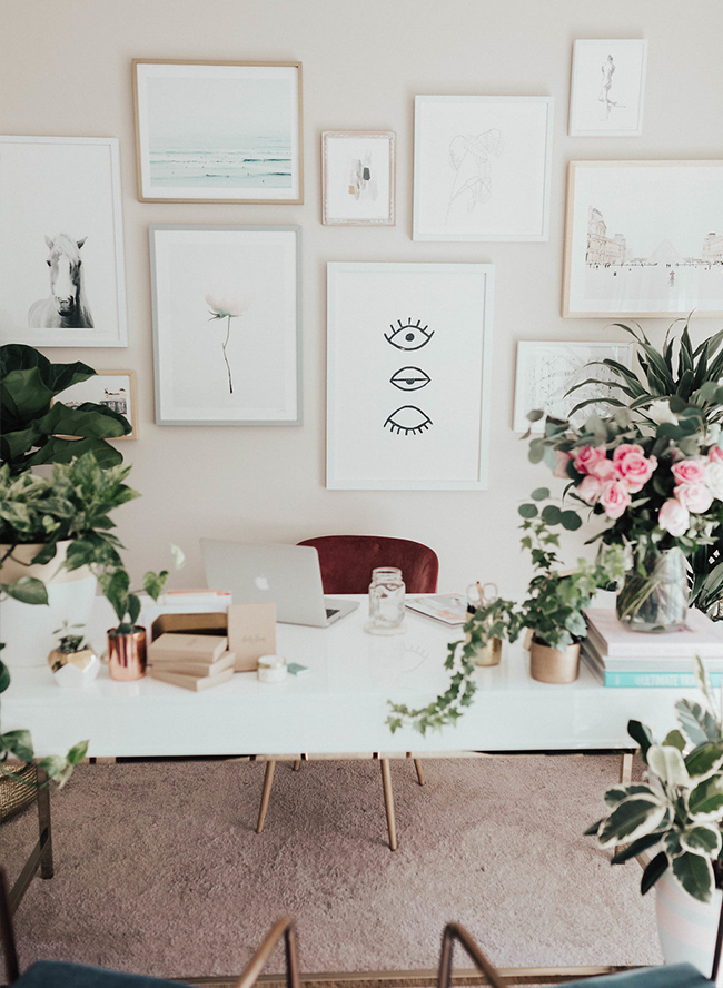 Neutral and Feminine Office Tour