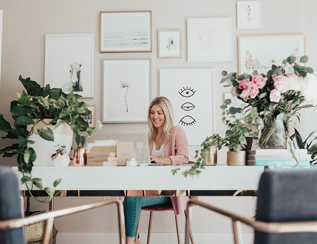 Neutral and Feminine Office Tour