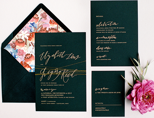 metallic stationery suites