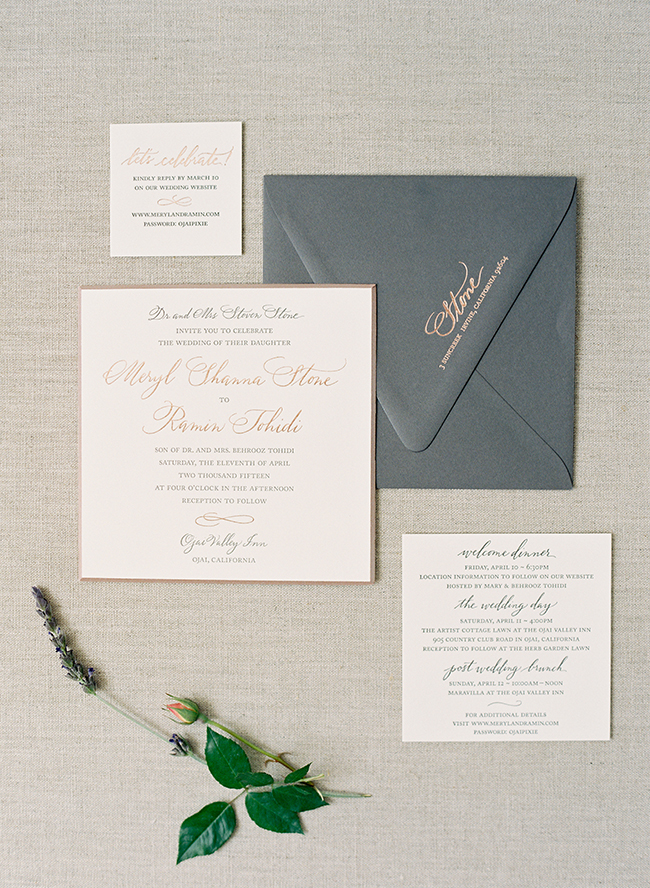 metallic stationery suites