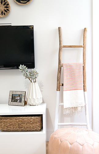 Airy Blush and Green Home Office