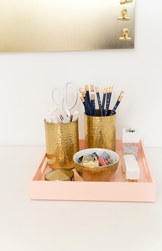 Airy Blush and Green Home Office