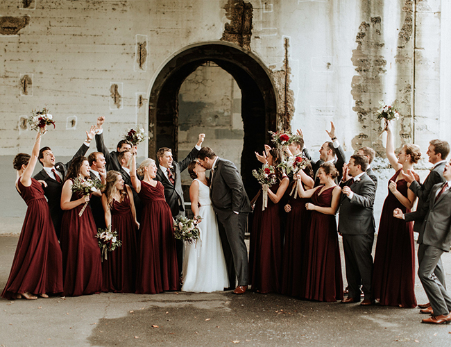 Burgundy bridesmaid hotsell and groomsmen