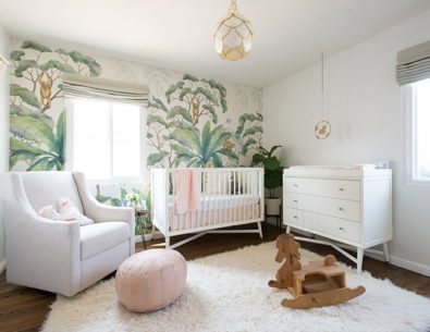Blush Jungle Wallpapered Nursery
