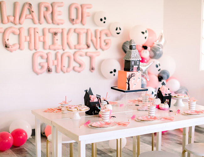 Pink Halloween Party Decorations. Spooky One Birthday Girl. 