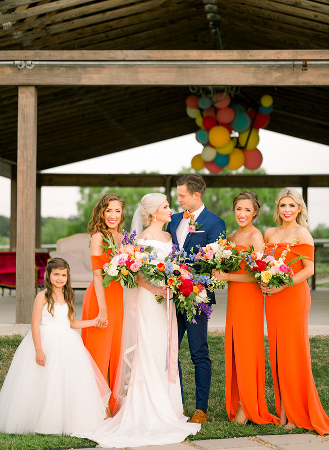 Bright orange sale bridesmaid dresses