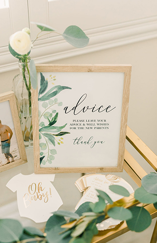 Greenery theme baby store shower