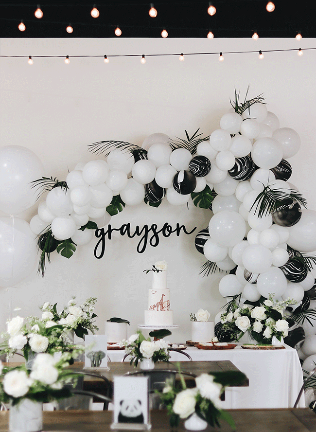 Safari Themed Baby Shower with Modern Black & White Decor